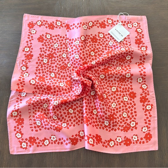 Coach Accessories - Coach Floral Silk Bandana Pink Red Country Club Print NWT SOLD OUT in Stores